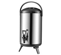 Distributore di bevande isolate in acciaio inossidabile, distributore calde e fredde da 2,64 galloni 8 litri for acqua calda, tè caffè, latte freddo, succhi(Silver)