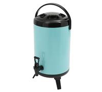 Distributore di bevande isolato in acciaio inox, dispenser di bevande da 10 l, con rubinetto, max 110 °C, contenitore termico per limonate, per tutti i tipi di feste, 24 x 33 cm, blu