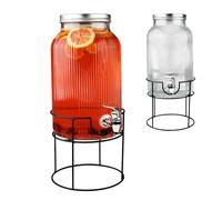 Distributore di bevande scanalato con rubinetto antigoccia - Dispenser di acqua in vetro con supporto e coperchio - Dispenser di limonata 6 l