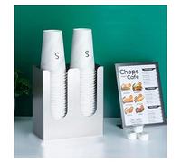 Distributore di bicchieri di carta, Dispenser for tazze da caffè a 2 scomparti, portabicchieri di carta usa e getta e portacoperchi Organizzatore da banco for la casa, la caffetteria, il ristorante, l