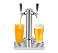 Distributore di birra a doppio beccuccio per birra, torre di birra, 2 rubinetti, in acciaio inox, per bar, uso domestico, 1,5 m, tubi in PVC lucidato, cromato, peso 3 kg