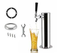 Distributore di birra con rubinetto, 320 x 760 mm, rubinetto singolo da 3 pollici, in acciaio inox, cromato, per birra, torre, casa, brew bar, colonna di birra, argento