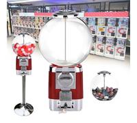Distributore Di Capsule Di Caffè, Include Base In Metallo Da 63cm E 20 Gusci Di Palline Colorate, Capacità 240 Capsule, Distributore Commerciale Di Gomme Da Masticare A Monete(Red)