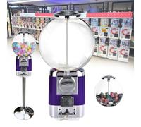 Distributore Di Capsule Di Caffè, Include Base In Metallo Da 63cm E 20 Gusci Di Palline Colorate, Capacità 240 Capsule, Distributore Commerciale Di Gomme Da Masticare A Monete(Purple)