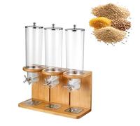 Distributore Di Cereali A Tre Scomparti, Distributore Di Cibo Secco, Piano Di Lavoro, Contenitore Per Cereali, Distributore Di Stoccaggio Per La Cucina Di Casa,Marrone