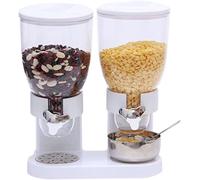 Distributore Di Cereali Triplo Contenitori Di Cereali Contenitore Di Stoccaggio Cornflakes Dispenser Contenitori Cereali Con 2 Contenitori Colazione Strumenti Da Cucina(Bianco)