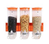 Distributore di Cereali Triplo da Parete, Grande Distributore di Cibo Secco con Tazza, Distributori di Cereali per La Conservazione in Cucina di Fiocchi D'avena, Snack, Chicchi di caffè(Orange)