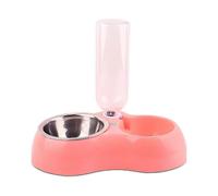 Distributore di cibo 2 in 1, crocchette e ciotola per acqua per gatti e cani, rosa