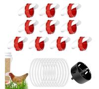 Distributore di cibo per polli senza rifiuti, set automatico per polli fai da te, set di alimenti per polli e polli (rosso, 10 pezzi)