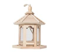 Distributore di cibo per uccelli da esterno, mangiatoia in legno da appendere, decorazione da giardino, supporto per semi naturale con gancio sospeso per pali del , ringhiere del portico, case