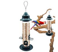 Distributore di cibo per uccelli selvatici, dispenser di cibo per uccelli selvatici, 6 porte di alimentazione, design tetto resistente alle intemperie per gli amanti degli animali per passeri,