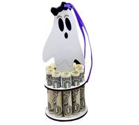 Distributore di clip portamonete in legno, portamonete per Halloween | Legno Halloween Ghost Cash Clip Ornamento da ufficio | Portamonete decorativo di Halloween per camera da letto, ufficio, Nastro