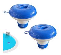 Distributore di Cloro, 2 Galleggiante per Cloro da Piscina, Distributore di Pastiglie di Cloro Galleggiante Regolabile con Coperchio, Portapillole Chimico Portatile per la Pulizia della Piscina
