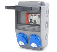 Distributore di corrente da cantiere 6NO 2 x 230 V + LS e FI cablato (2 x 230 V + 1 x LS C16 + FI40 + contatore elettrico)