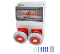 Distributore di corrente da cantiere da parete completamente cablato 32A 16A con presa CEE IP67, 9. 2X32A IP67 con RSE LS