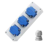 Distributore di corrente da costruzione, 16 A, con 3 prese Schuko da 230 V, distributore di corrente esterno, impermeabile, scatola di distribuzione per interni ed esterni, officine e fabbriche