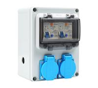 Distributore di corrente da costruzione 16 A, con interruttore Fi, 230 V, scatola di distribuzione a parete, IP66, impermeabile, per interni ed esterni