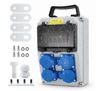 Distributore di corrente da costruzione 32 A, con 4 interruttori FI/LS 16 A, IP67, completamente resistente alle intemperie, presa 32 A, distributore a parete 16 A, per cantieri, container, impianto