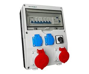 Distributore di corrente da costruzione con interruttore 0-1 distributore di corrente ECO-S/FI 32A/5P 16A/5P 2x230V con perno di messa a terra