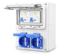 Distributore di corrente da costruzione, distributore di corrente da parete, 16 A, 230 V, Schuko, interruttore e contatore, interruttore di protezione per cavi, distributore a parete, completamente