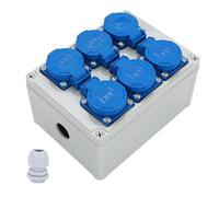Distributore di corrente da parete, 16 A, a prova di pioggia, 6 x 230 V, 16 A, distributore di corrente 16 A, presa da parete per interni ed esterni, impermeabile, IP54, alloggiamento vuoto