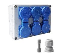 Distributore di corrente da parete, 6 x 230 V, 16 A, distributore di corrente da costruzione, IP44, per interni ed esterni