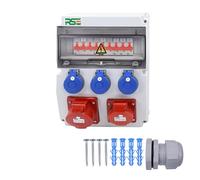 Distributore di corrente da parete completamente cablato, 32 A, 16 A, 230 V, con contatore CEE IP65, 12. 1 x 32a 1 x 16a 3 x 230 con LS