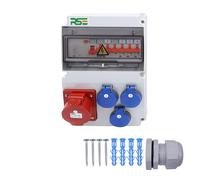 Distributore di corrente da parete, completamente cablato, 32 A, 16 A, 230 V, con contatore CEE IP65, 6. 1 x 32a 3 x 230 V, con LS+FI