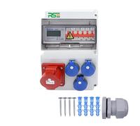 Distributore di corrente da parete, completamente cablato, 32 A, 16 A, 230 V, con contatore CEE IP65, 7. 1 x 32a 3 x 230 V, con contatore LS+