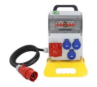 Distributore di corrente da parete, completamente cablato, con contatore di prese IP65, variante: 1 x 16 A 3 x 230 V con LS, con cavo di collegamento 5G4 mm² 1,5 m, CEE 16 A 5P (400 V), con maniglia