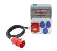 Distributore di corrente da parete, completamente cablato con contatore di prese IP65, variante: 1x32A 3x230V con LS, con cavo di collegamento 5G4 mm² 1,5 m, CEE 32A 5P (400V)