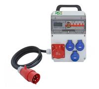 Distributore di corrente da parete, completamente cablato con contatore IP65, variante: 1 x 16 A, 3 x 230 V, con contatore LS+contatore, con cavo di collegamento 5G4 mm² 1,5 m, CEE 16 A 5P (400 V