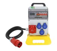 Distributore di corrente da parete, completamente cablato con contatore IP65, variante: 1 x 16 A, 3 x 230 V, con contatore LS+contatore, con cavo di collegamento 5G4 mm² 1,5 m, CEE 16A 5P (400 V), con