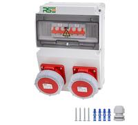 Distributore di corrente da parete completo cablato 32A 16A con presa CEE IP67, 7. 2X16A IP67 con RSE LS