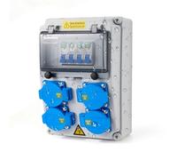 Distributore di corrente per cantiere 16A IP67, quadro elettrico a parete con 4 prese, scatola di distribuzione elettrica 230V, distributore di corrente per cantiere all'aperto, distributore di