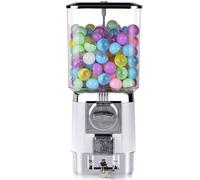 Distributore di Gomme da Masticare, Distributore a Moneta per Caramelle e Capsule con 200 Capsule Vuote e 100 Gettoni in Acciaio Inossidabile, Dispenser di Bubble Gum per Negozio Sala Giochi e white