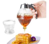 Distributore di miele con supporto di stoccaggio, bicchiere per contenitore per vaso per erogatore di sciroppo, bottiglia per spremitura di erogatore di miele in acrilico, bottiglia per gocciolamento