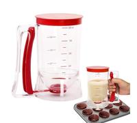 Distributore di miscelazione per pancake, dispenser per pasta, tazza per cupcakes, 900 ml, separatore per pancake, a prova di perdite, con etichetta di misurazione, frittelle, cupcakes