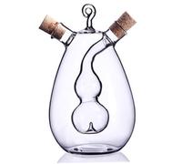 Distributore di olio e aceto set 2 in 1 bottiglia di distributore di olio e aceto di vetro con tappo di sughero bottiglia a forma di zucca interna 4x6 resistente alla temperatura trasparente per ki