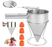 Distributore di pasta da 1,2 l, in acciaio inox, con supporto, coperchio e 4 imbuti, per torte
