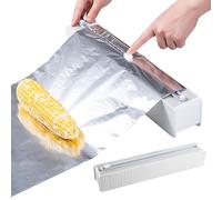 Distributore di pellicole salvafreschezza - Organizer con adesivo senza tracce e | Dispenser per rotoli alimentari con taglierino | Per residui di pareti, imballaggio, cassetto snack