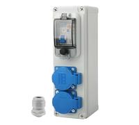 Distributore di potenza 16 A con presa interruttore 250 V 2P+E interruttore automatico per uso interno ed esterno, coperchio incernierato a chiusura automatica per resistenza alla polvere e all'acqua