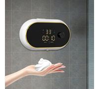 Distributore di sapone automatico da 450 m, distributore di sapone elettrico, automatico, dispenser di sapone con indicazione della temperatura e dell'ora, erogatore di pompa