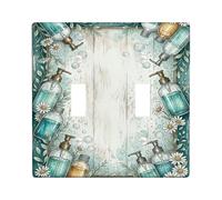 Distributore di sapone da bagno, doppia piastra di copertura per interruttore della luce, crisantemo rustico costiero foglie estate verde acqua plastica standard piastra interruttore decorativo per la