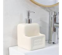 distributore di sapone Dispenser Di Detersivo For Piatti Bianco For Lavello Della Cucina. For In Ceramica Con Porta Spugna - Grande Capacità 21 Oz contenitore per sapone per le mani(Square beige)