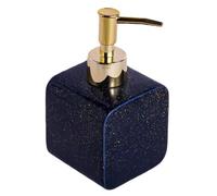 Distributore di sapone, Dispenser di sapone in ceramica a cubo colorato, flacone ricaricabile for lozione e shampoo, for bagno cucina, 330 ml, 1 pz(Dark Blue)