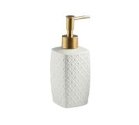 Distributore di Sapone Dispenser di sapone in ceramica da 310 ml, bottiglie lozione liquida for bagno e cucina Dispenser Detersivo Piatti(Bianco)