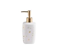 Distributore di Sapone Dispenser di sapone quadrato in ceramica da 380 ml for bagno con pompa, flacone for shampoo, docciaschiuma, lozione Dispenser Detersivo Piatti(Bianco)