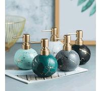 Distributore di sapone, Distributori di sapone da banco, distributore a sfera rotonda, pompa for in ceramica con motivo in marmo, for doccia for flacone lozione ricaricabile - 10,6 once(Dark Green)