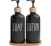 distributore di sapone Il Set Di Dispenser Sapone Contiene Un For Le Mani E For I Piatti, Adatto All'arredamento Della Cucina contenitore per sapone per le mani(Sl Black+Tray)